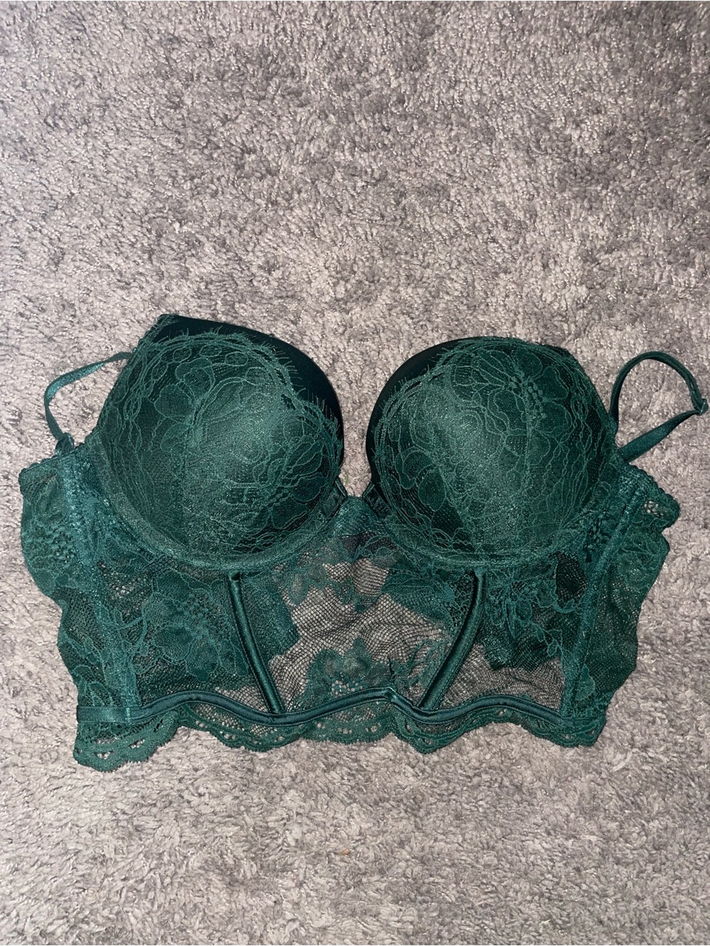 Victoria's Secret Emerald Green Lace Corset Bra
